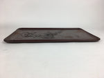 Japanese Wooden Lacquered Tray Obon Vtg Wood Carving Plum Blossom UR519
