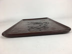 Japanese Wooden Lacquered Tray Obon Vtg Wood Carving Plum Blossom UR519
