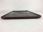 Japanese Wooden Lacquered Tray Obon Vtg Wood Carving Plum Blossom UR519
