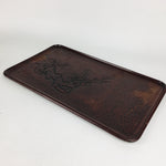 Japanese Wooden Lacquered Tray Obon Vtg Wood Carving Plum Blossom UR519