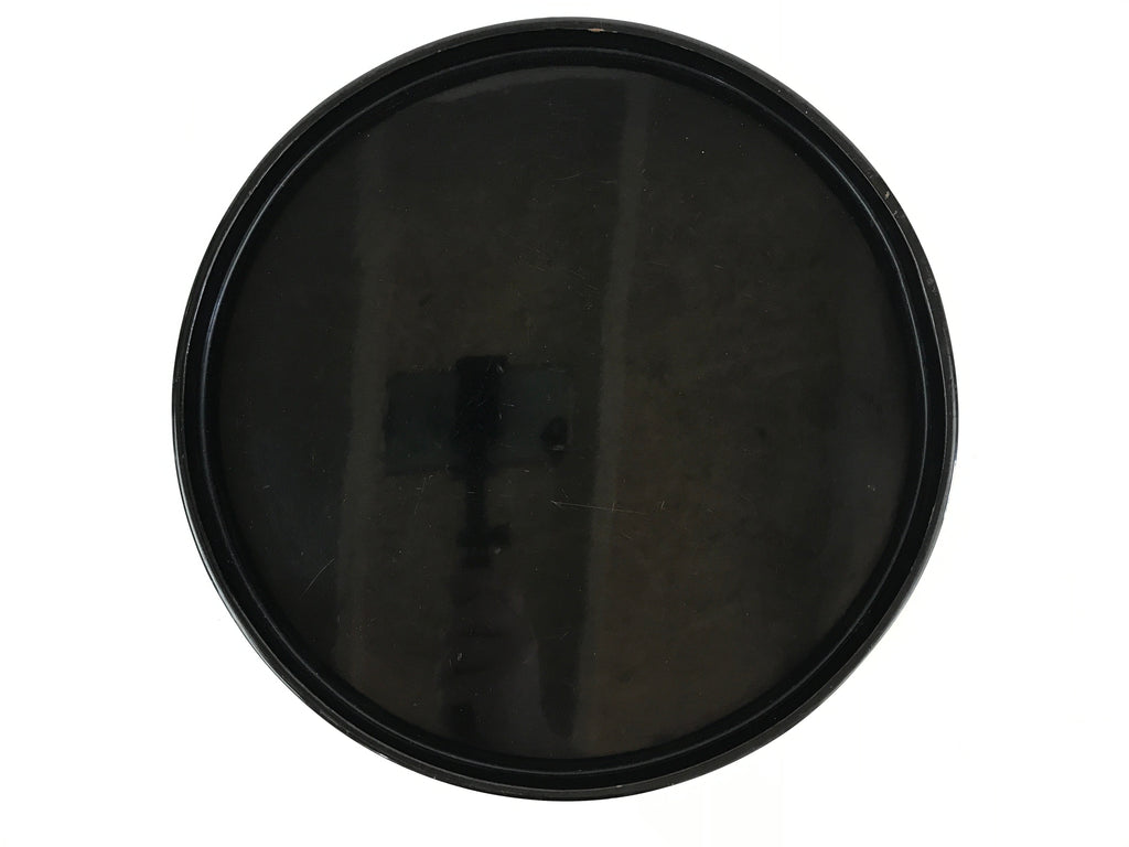 Japanese Wooden Lacquered Tray Round Obon Vtg Nurimono Black UR806