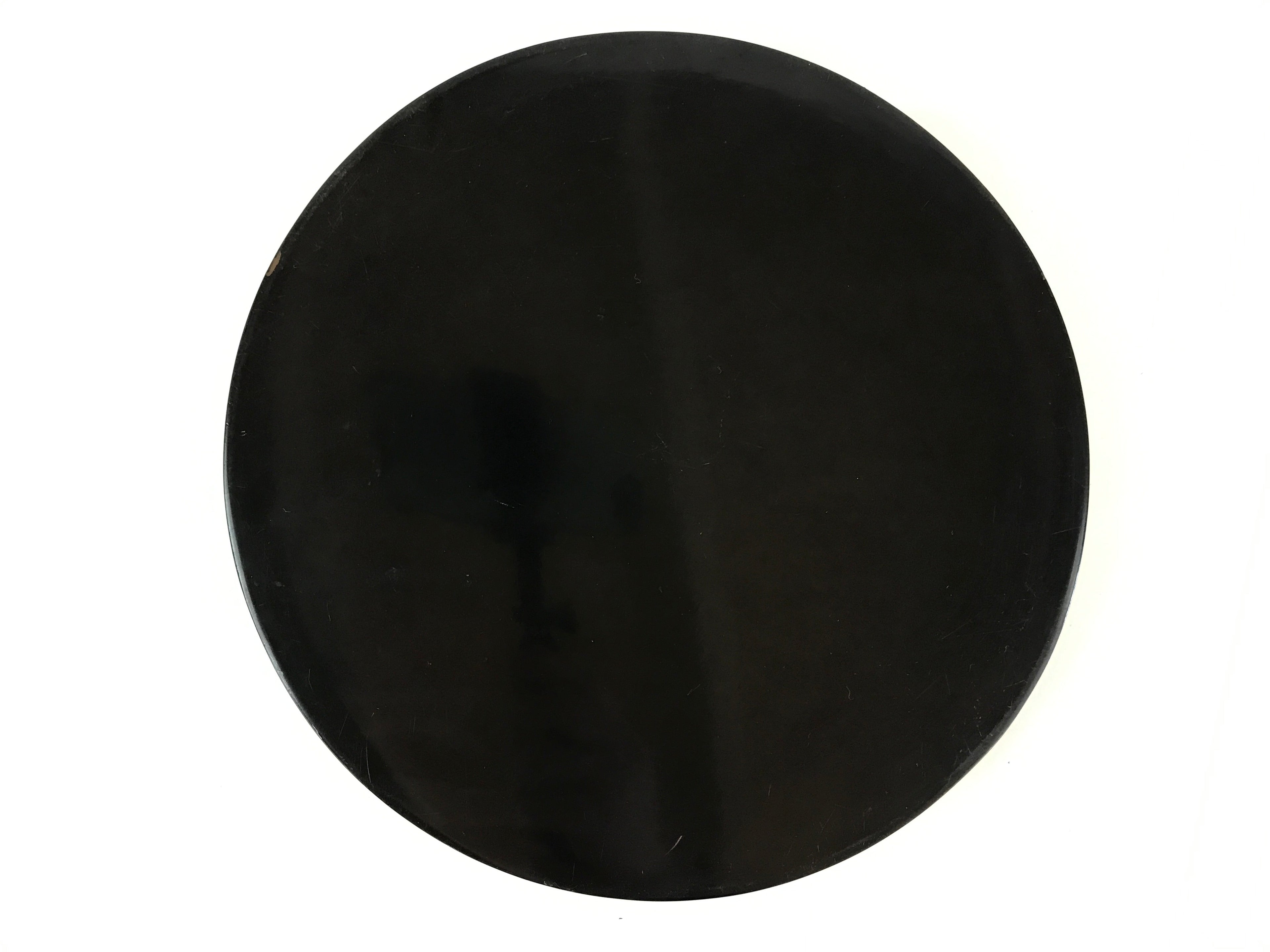 Japanese Wooden Lacquered Tray Round Obon Vtg Nurimono Black UR806