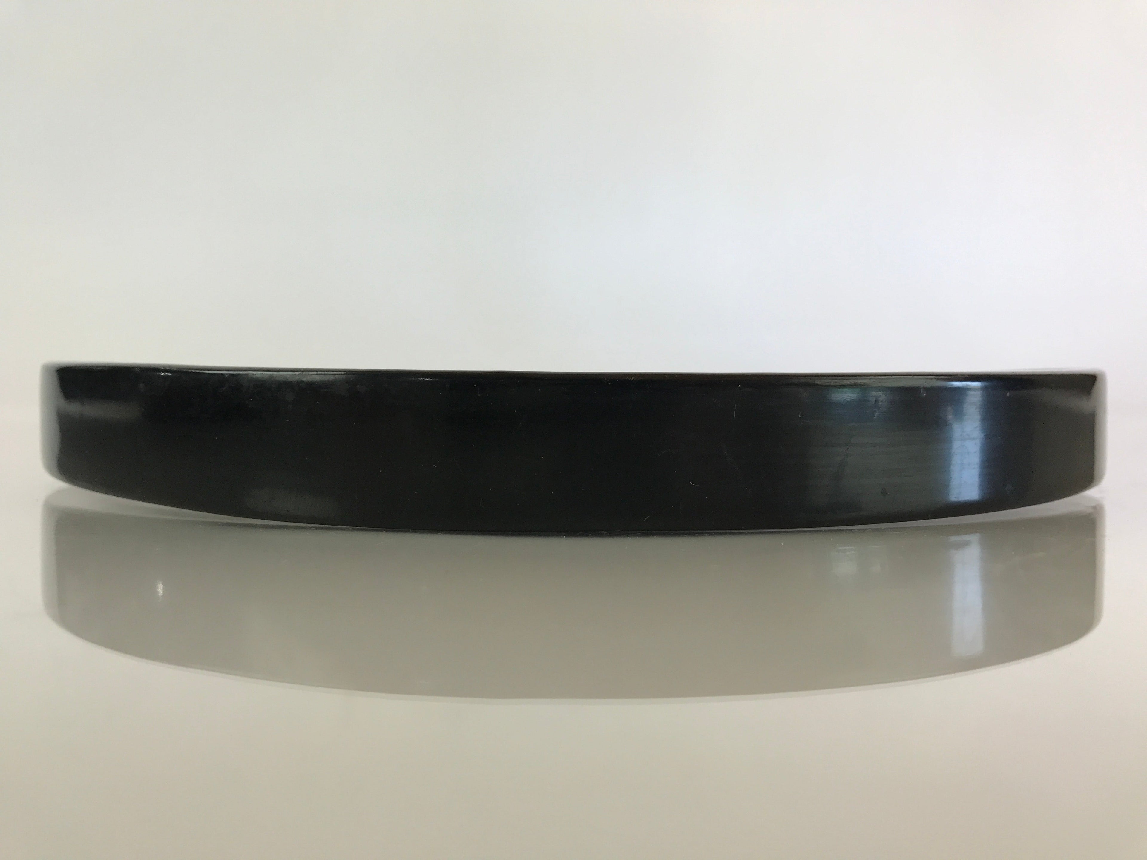 Japanese Wooden Lacquered Tray Round Obon Vtg Nurimono Black UR806
