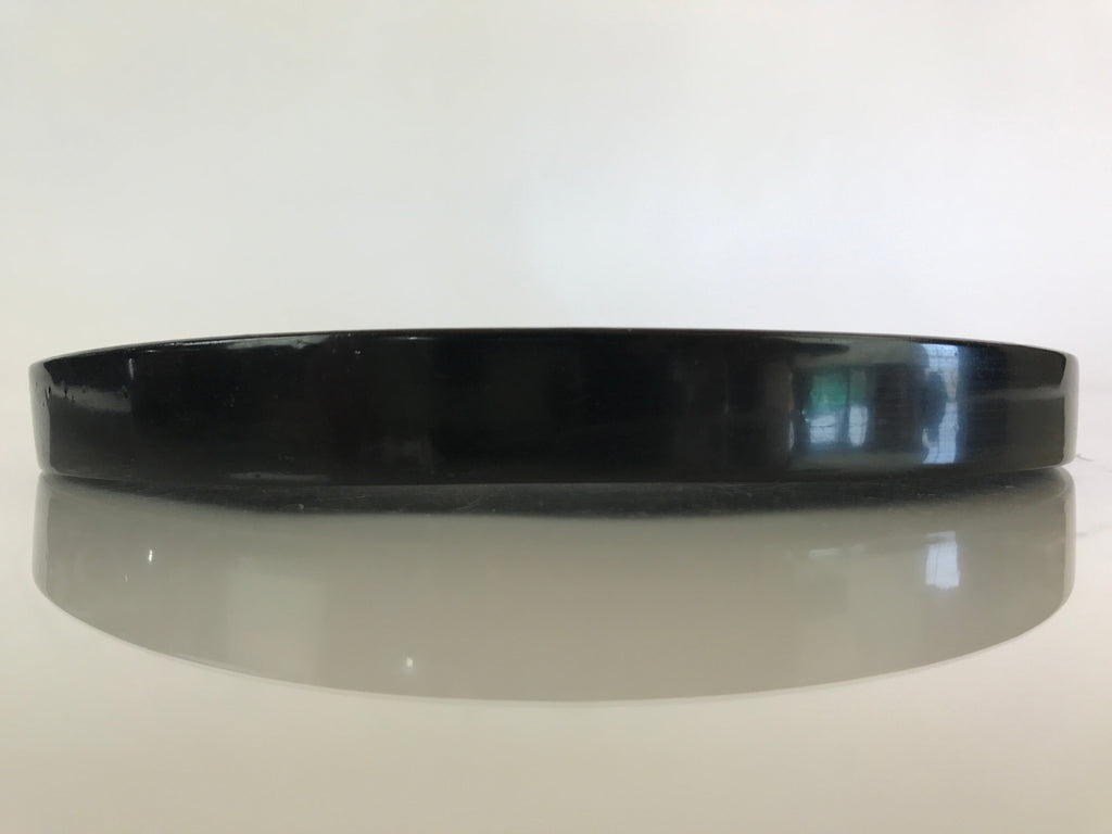Japanese Wooden Lacquered Tray Round Obon Vtg Nurimono Black UR806
