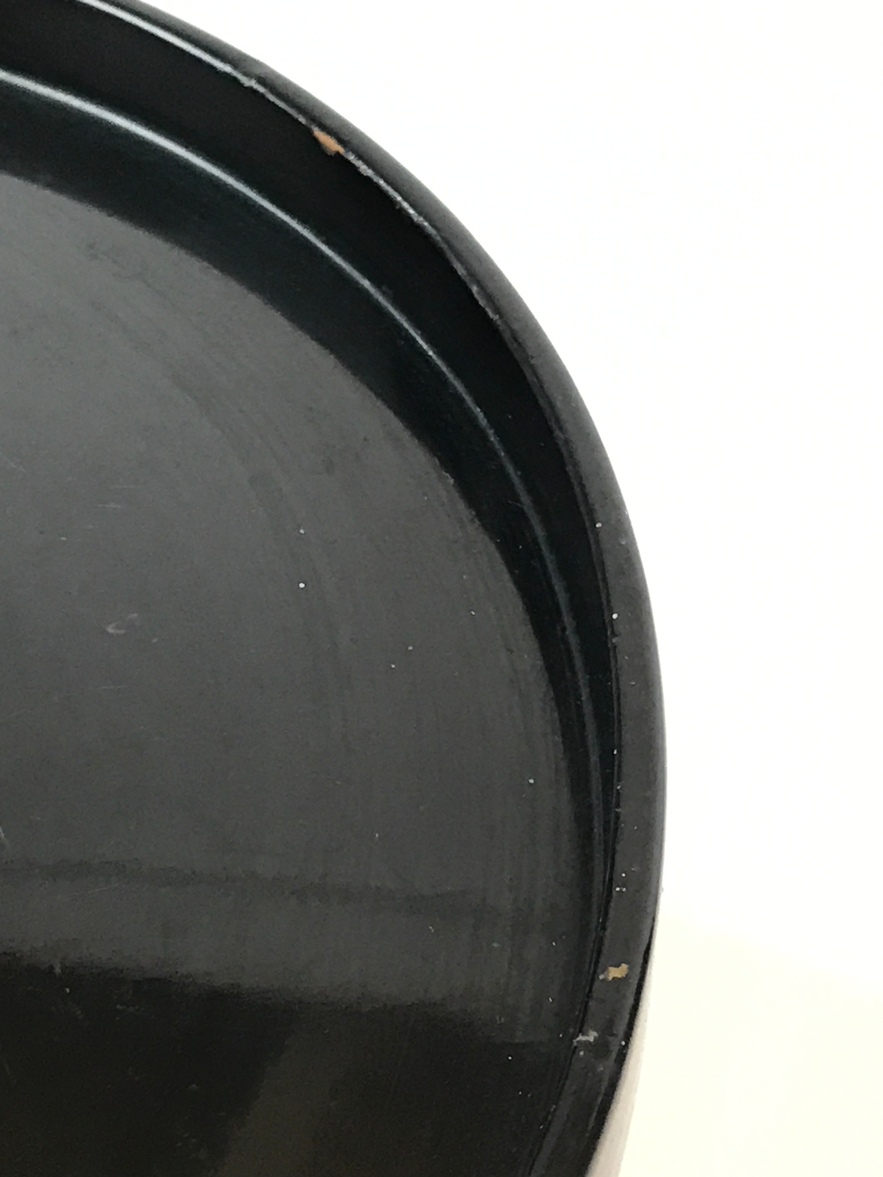 Japanese Wooden Lacquered Tray Round Obon Vtg Nurimono Black UR806