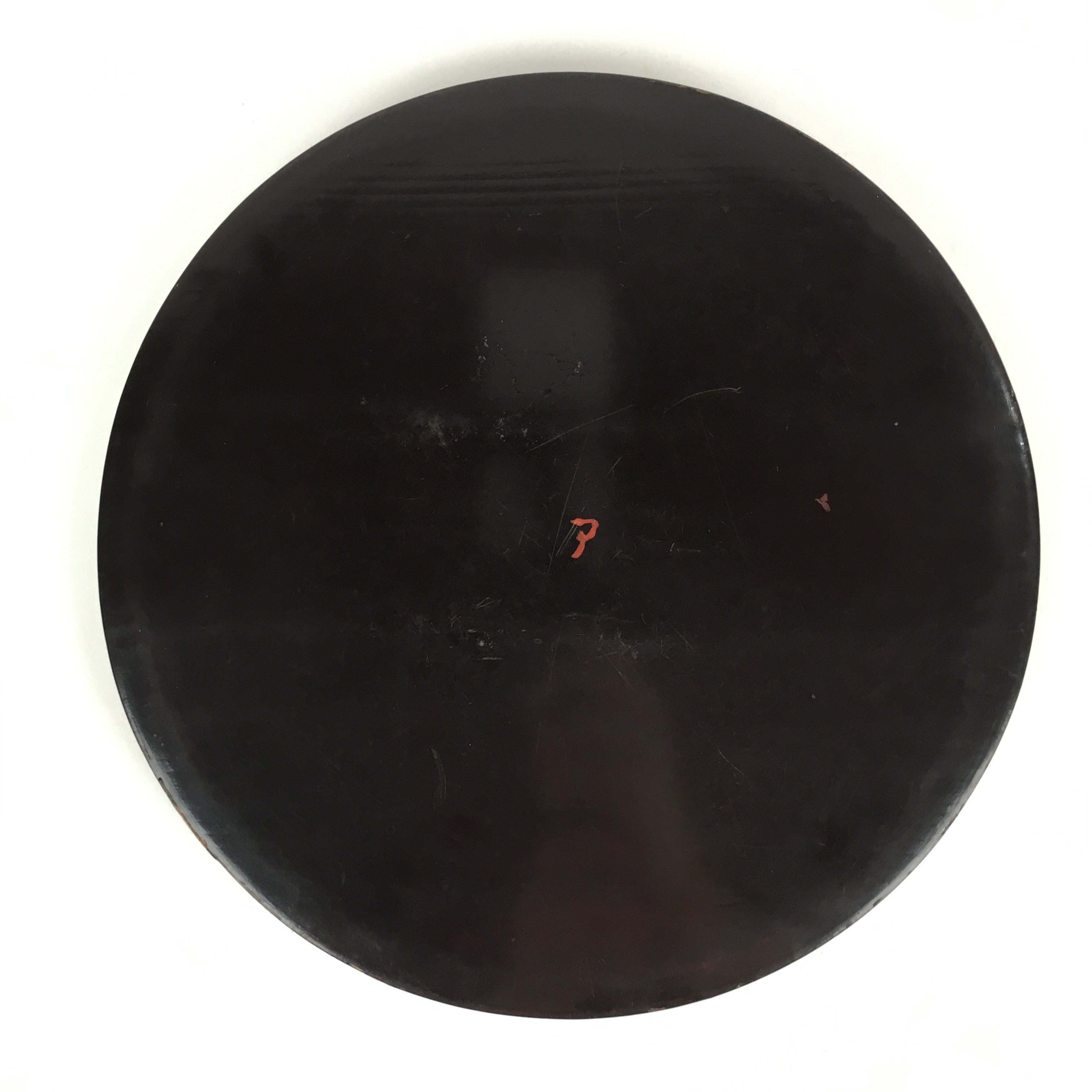 Japanese Wooden Lacquered Tray Round Obon Vtg Nurimono Dark Brown UR788