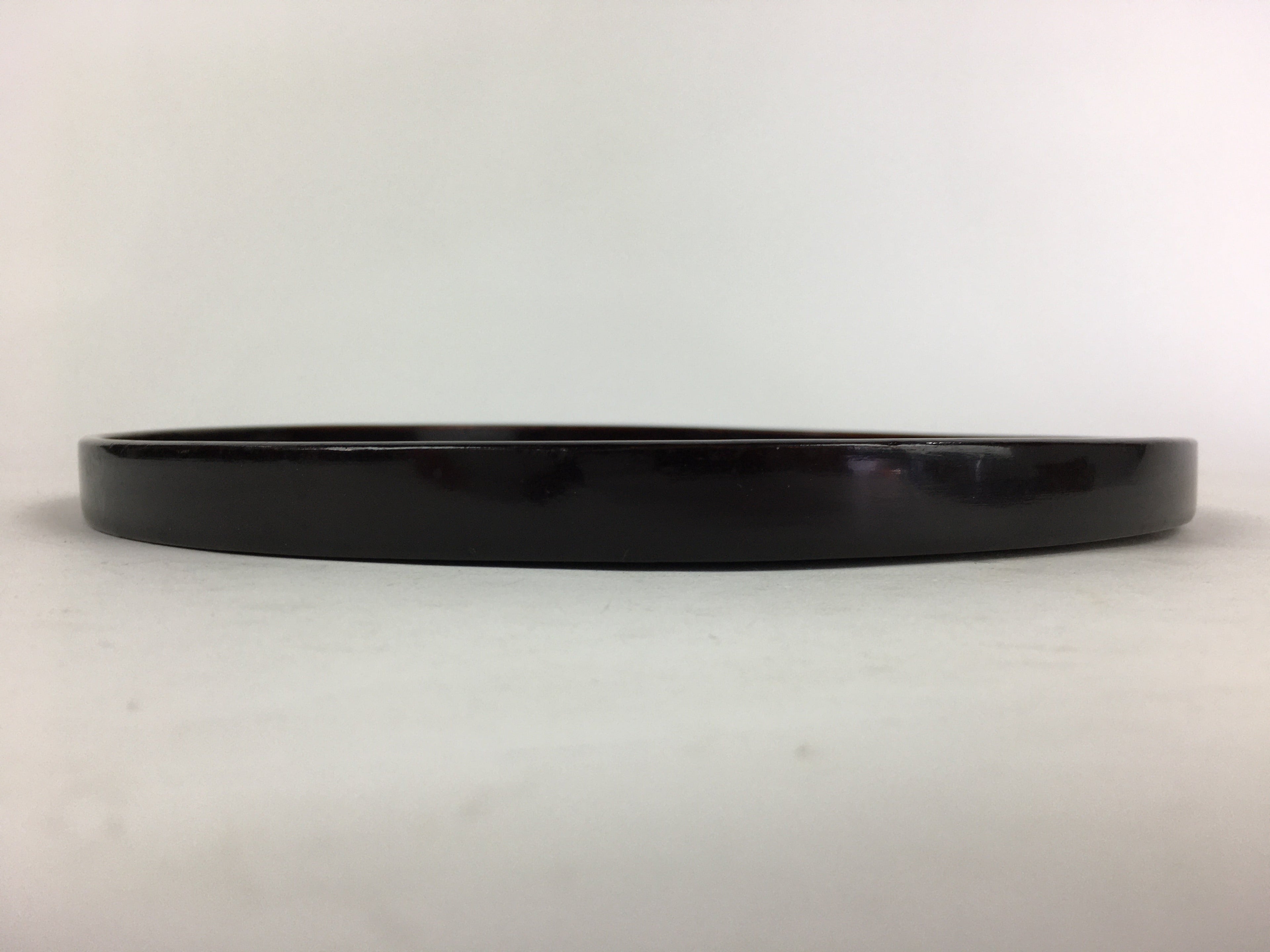 Japanese Wooden Lacquered Tray Round Obon Vtg Nurimono Dark Brown UR789
