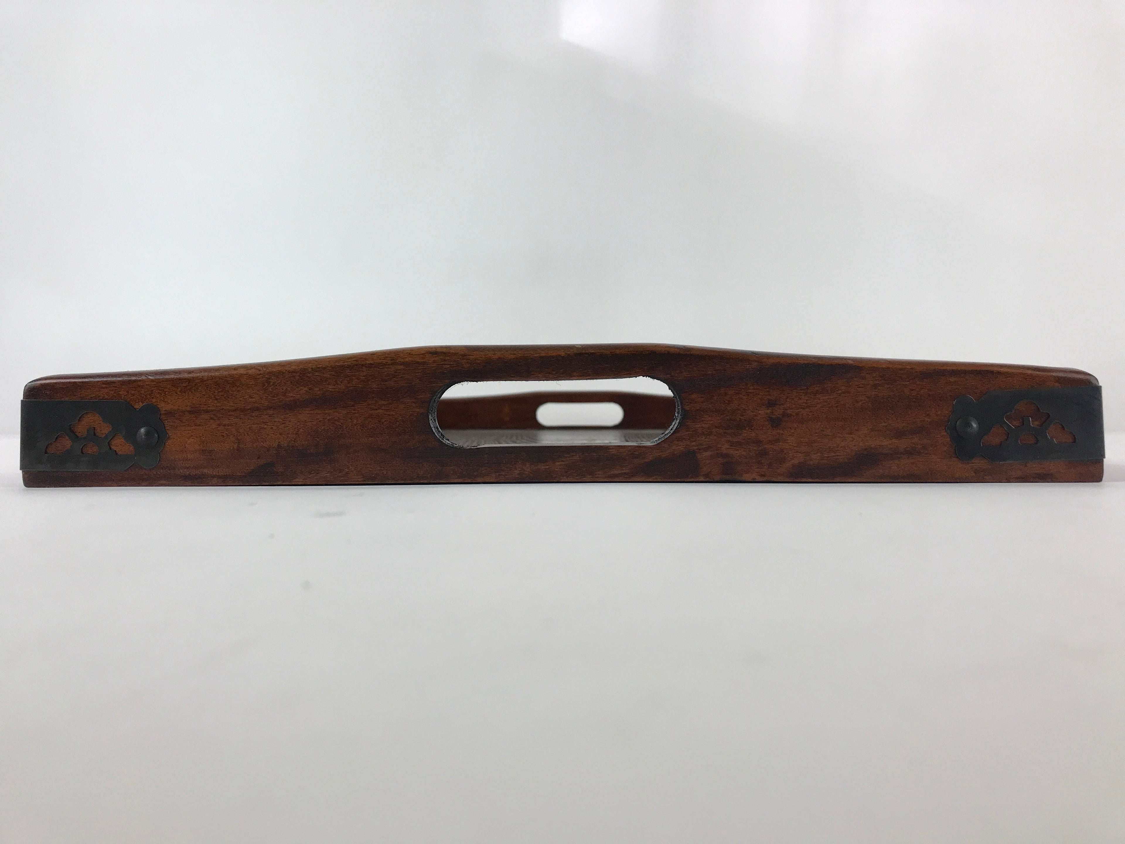Japanese Wooden Lacquered Tray Vtg Nurimono Obon Rectangle Brown UR813