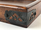 Japanese Wooden Lacquered Tray Vtg Nurimono Obon Rectangle Brown UR813