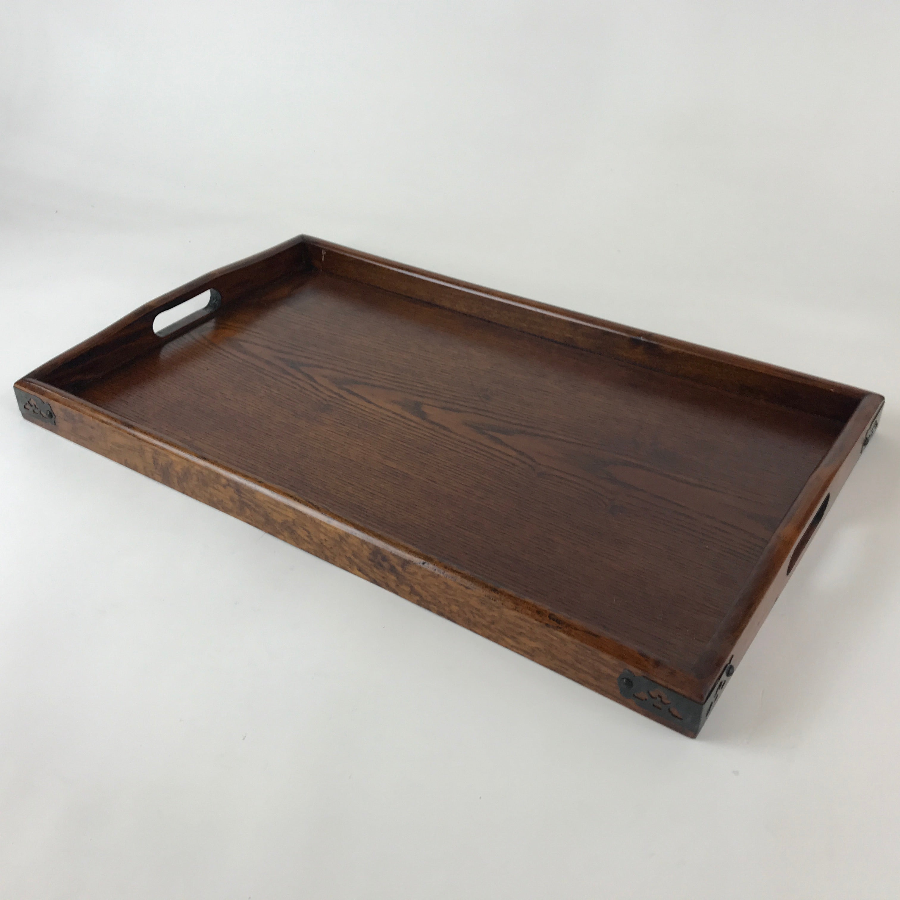 Japanese Wooden Lacquered Tray Vtg Nurimono Obon Rectangle Brown UR813