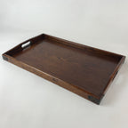 Japanese Wooden Lacquered Tray Vtg Nurimono Obon Rectangle Brown UR813