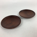 Japanese Wooden Lacquerware 2pc Plates Vtg Kuramayaka Round Brown UR607