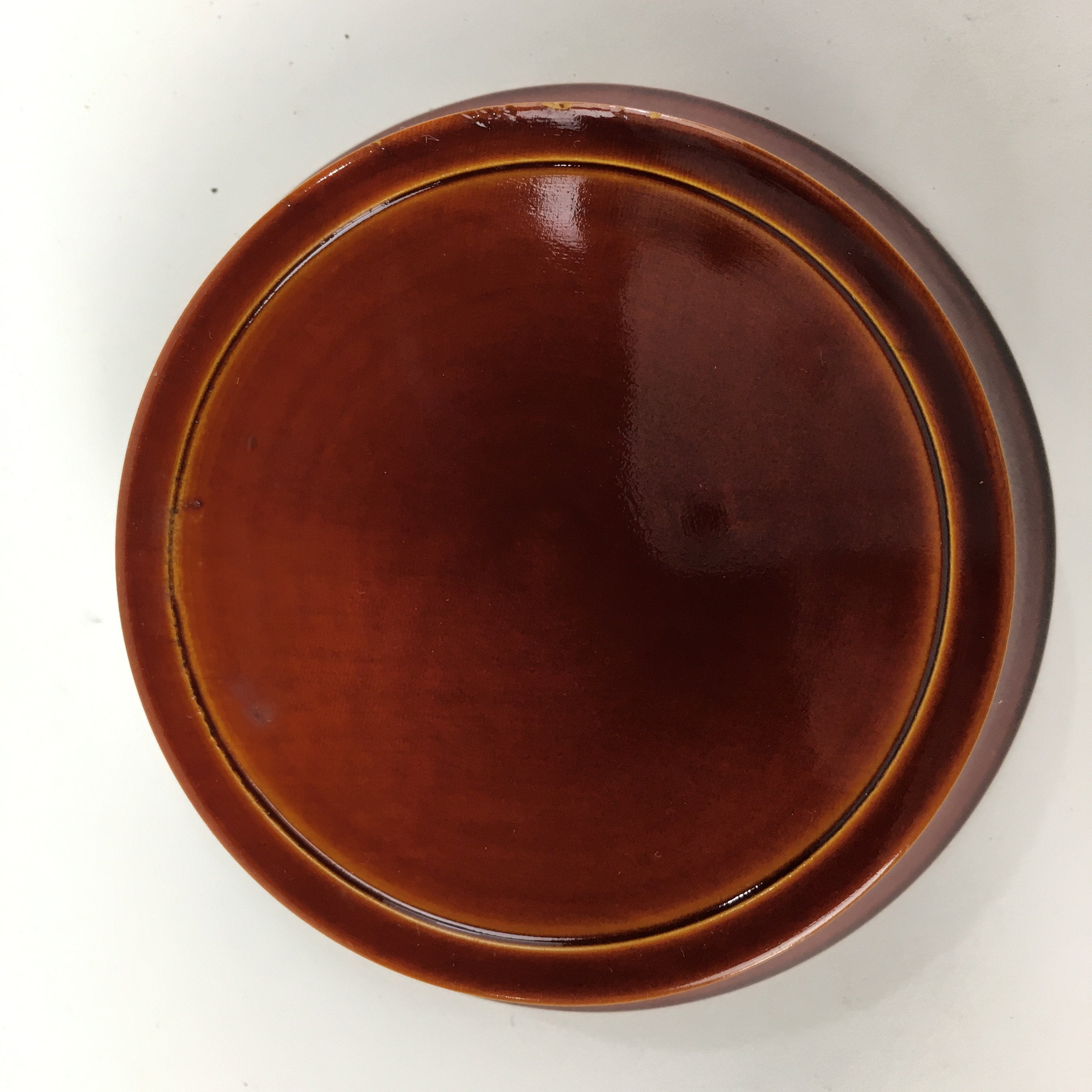 Japanese Wooden Lacquerware 5pc Plates Vtg Round Shunkei-Nuri Brown UR593