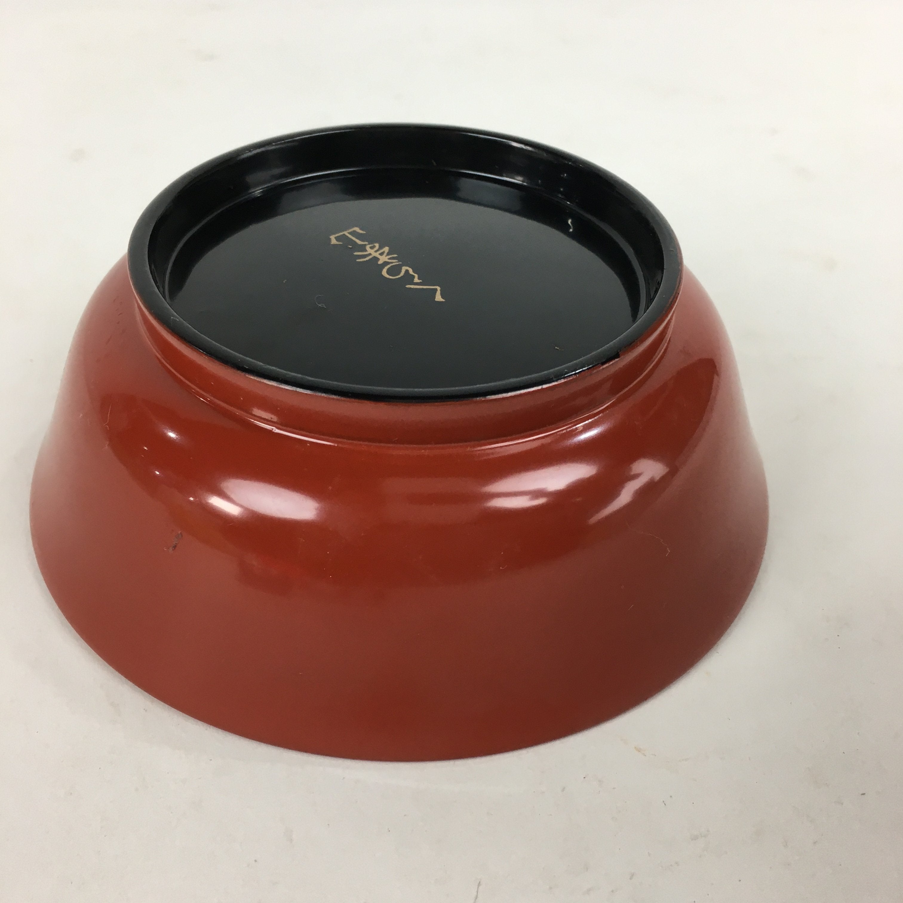 Japanese Wooden Lacquerware Bowl Vtg Boxed Red Owan Kurumayama UR608