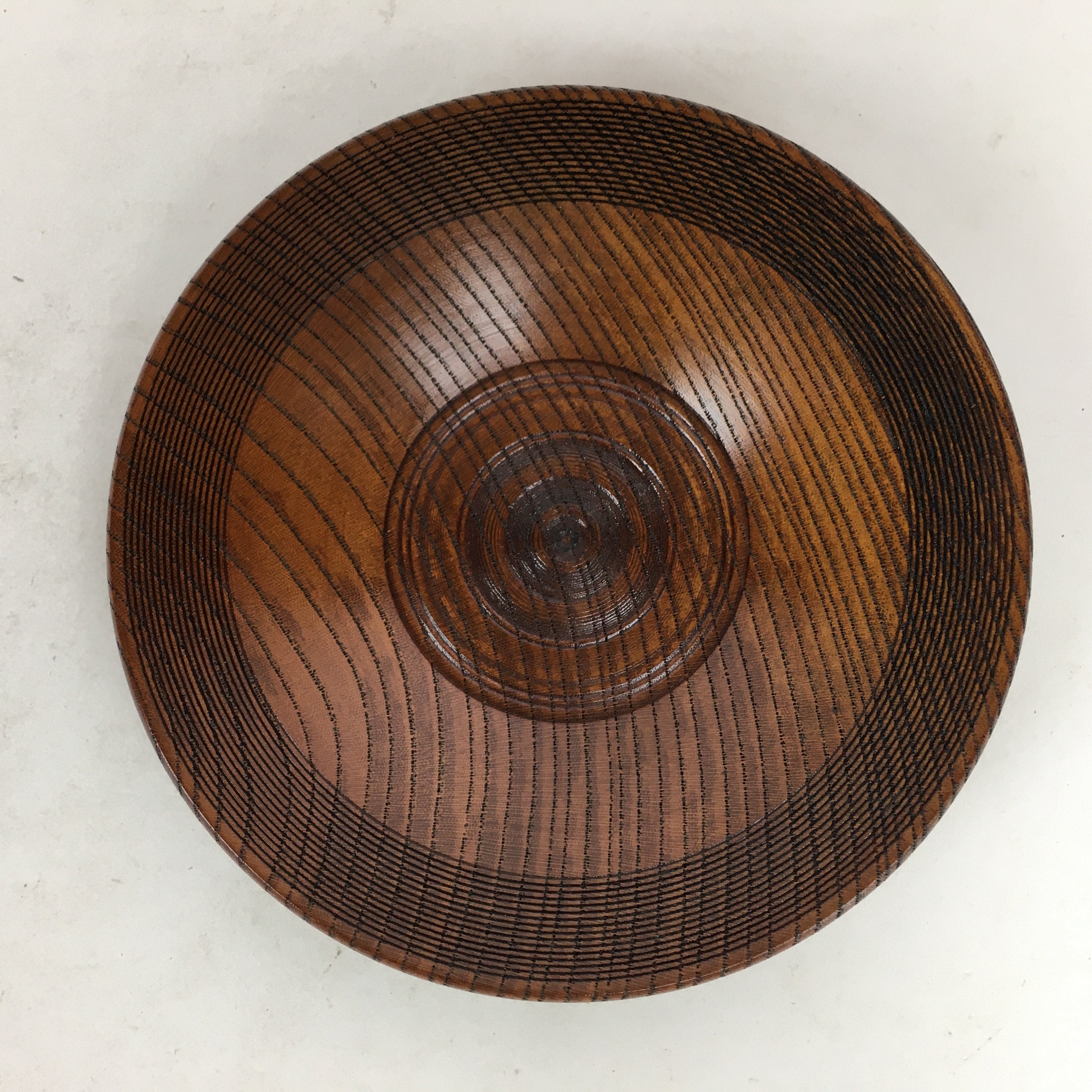 Japanese Wooden Lacquerware Drink Saucer Or Plate Vtg Coaster Round Brown QT132