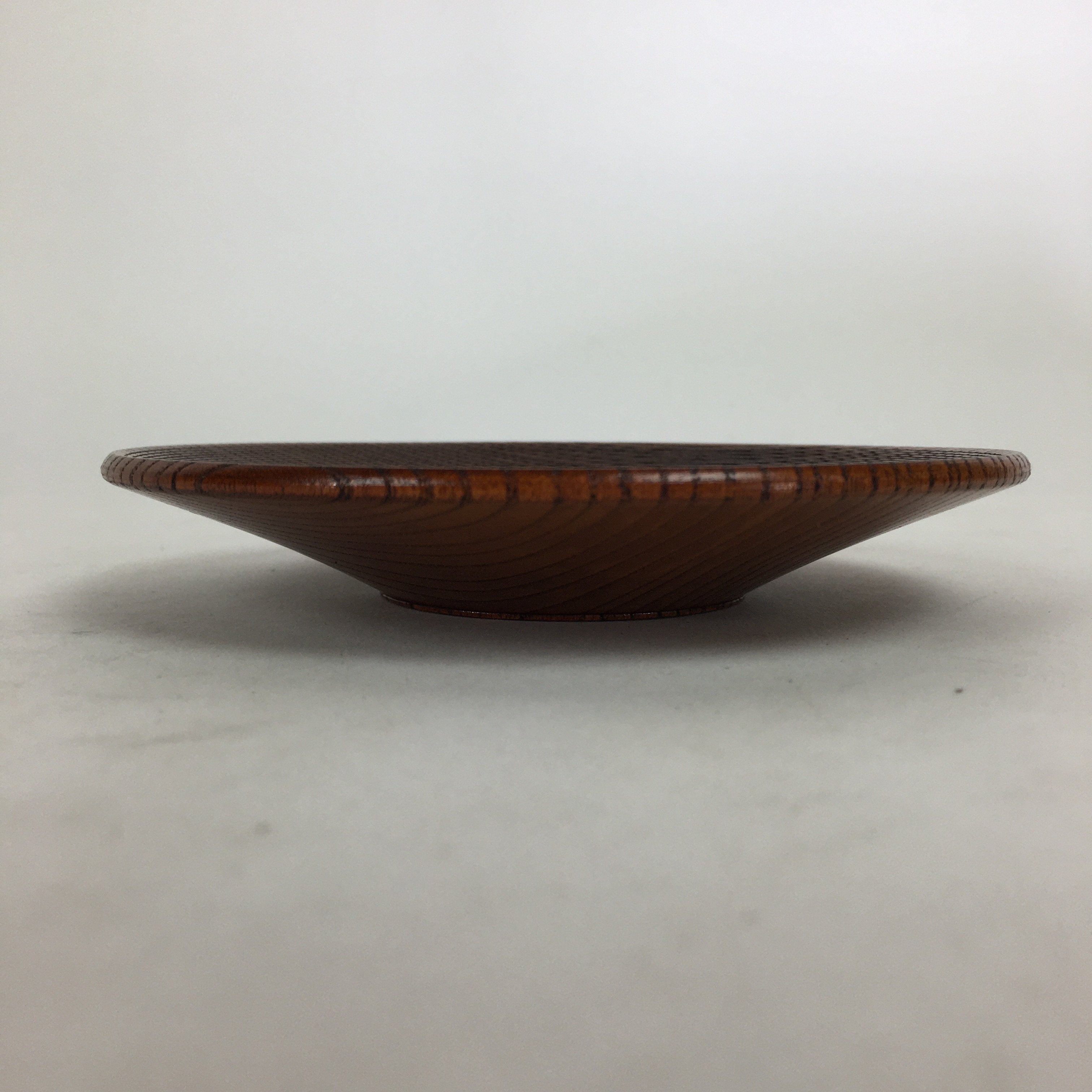 Japanese Wooden Lacquerware Drink Saucer Or Plate Vtg Coaster Round Brown QT132