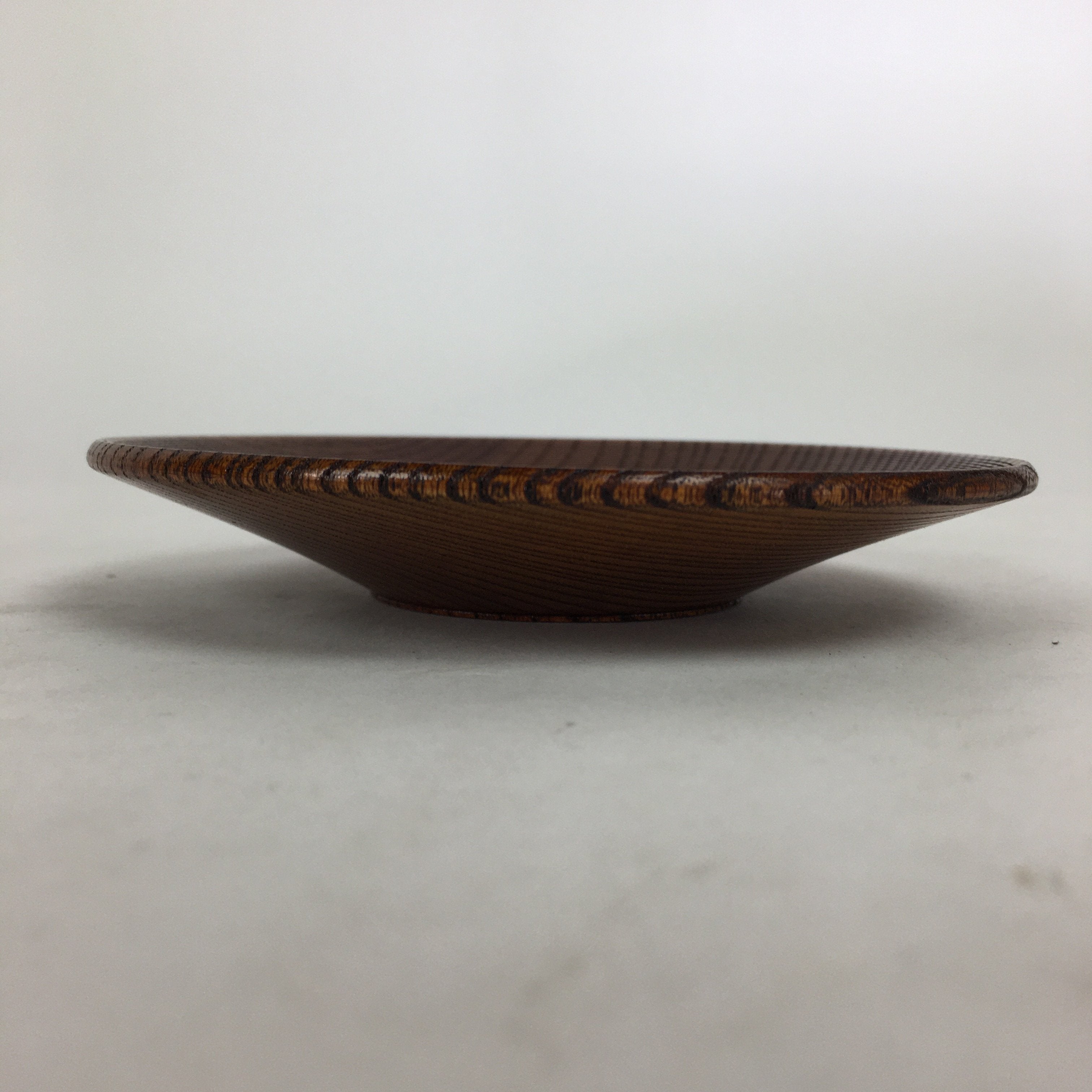 Japanese Wooden Lacquerware Drink Saucer Or Plate Vtg Coaster Round Brown QT132