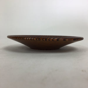 Japanese Wooden Lacquerware Drink Saucer Or Plate Vtg Coaster Round Brown QT132