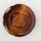 Japanese Wooden Lacquerware Drink Saucer Vtg Coaster Flower Shape Brown QT120
