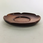 Japanese Wooden Lacquerware Drink Saucer Vtg Coaster Flower Shape Brown QT120