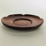 Japanese Wooden Lacquerware Drink Saucer Vtg Coaster Flower Shape Brown QT120