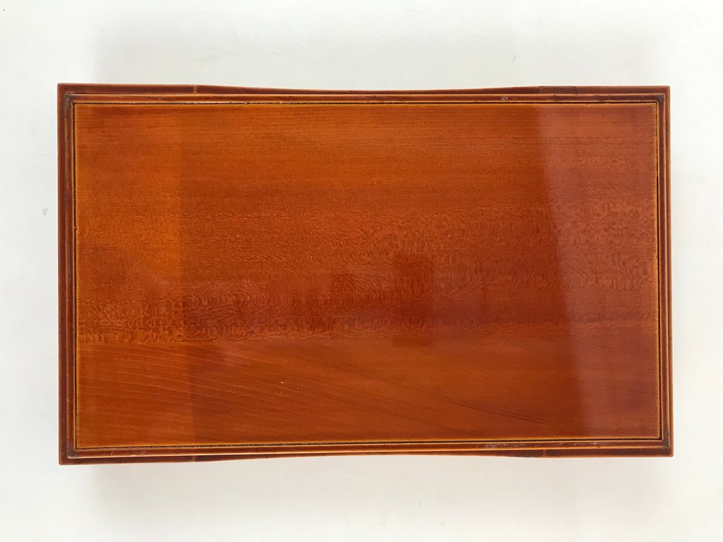 Japanese Wooden Lacquerware Lidded Box Fumibako Letter Stationary Box Brown FB68