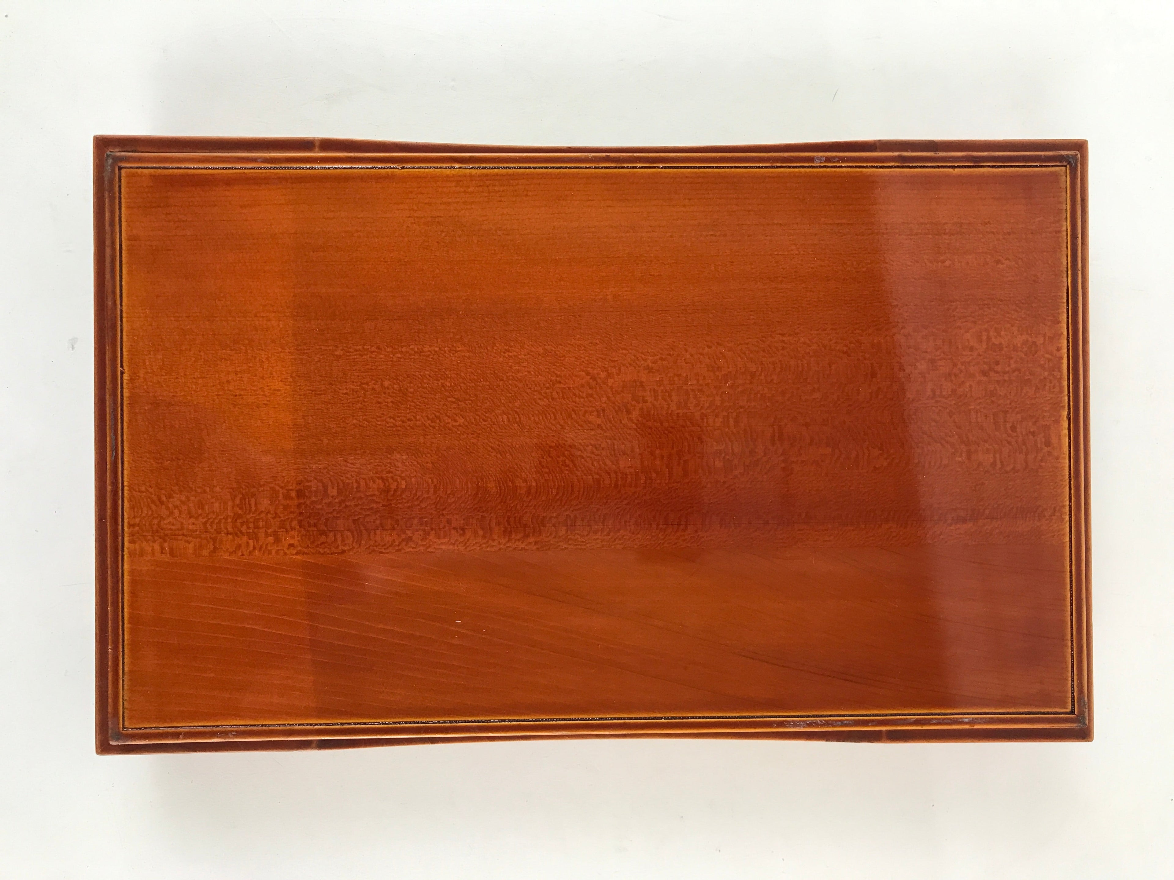 Japanese Wooden Lacquerware Lidded Box Fumibako Letter Stationary Box Brown FB68