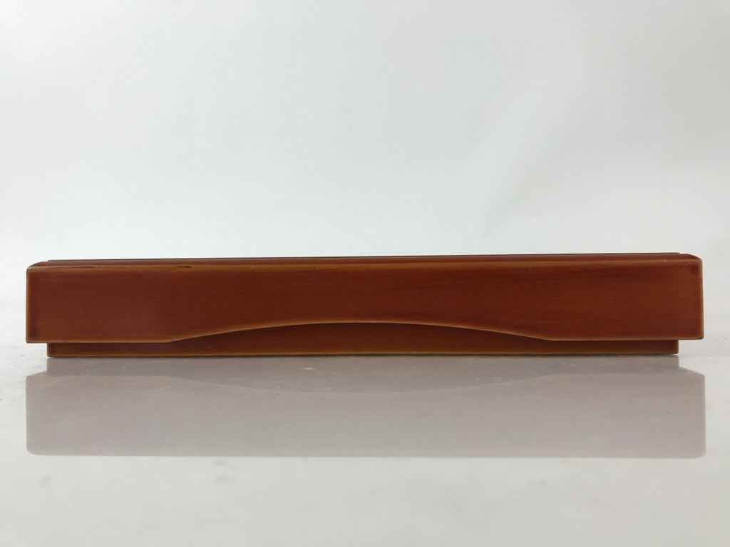 Japanese Wooden Lacquerware Lidded Box Fumibako Letter Stationary Box Brown FB68