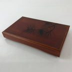 Japanese Wooden Lacquerware Lidded Box Fumibako Letter Stationary Box Brown FB68