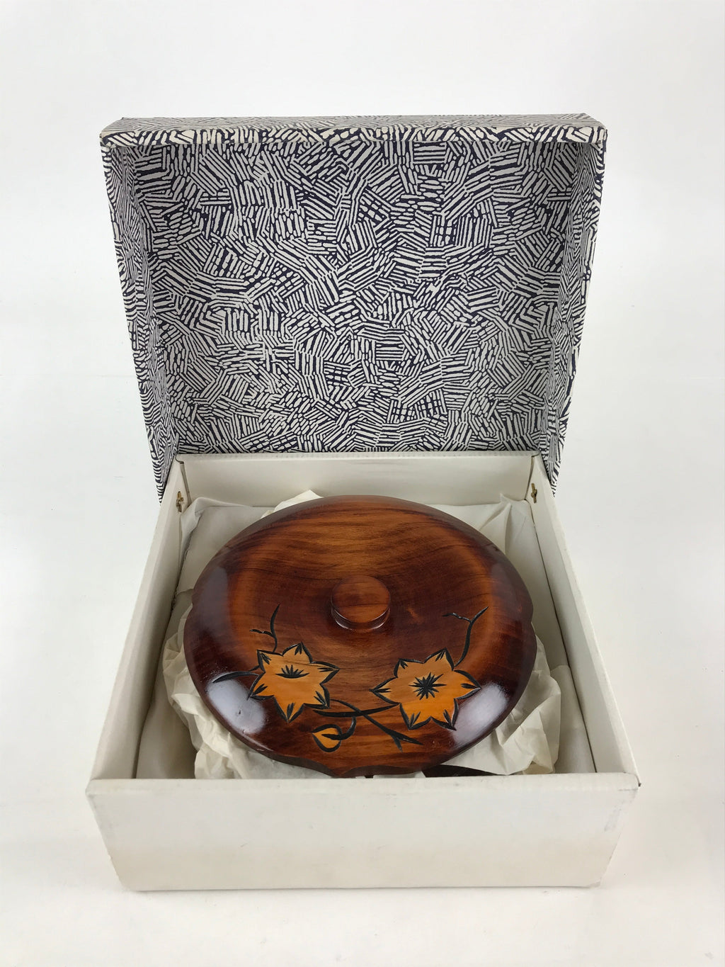 Japanese Wooden Lacquerware Lidded Snack Bowl Kashiki Vtg Tea Ceremony PX664