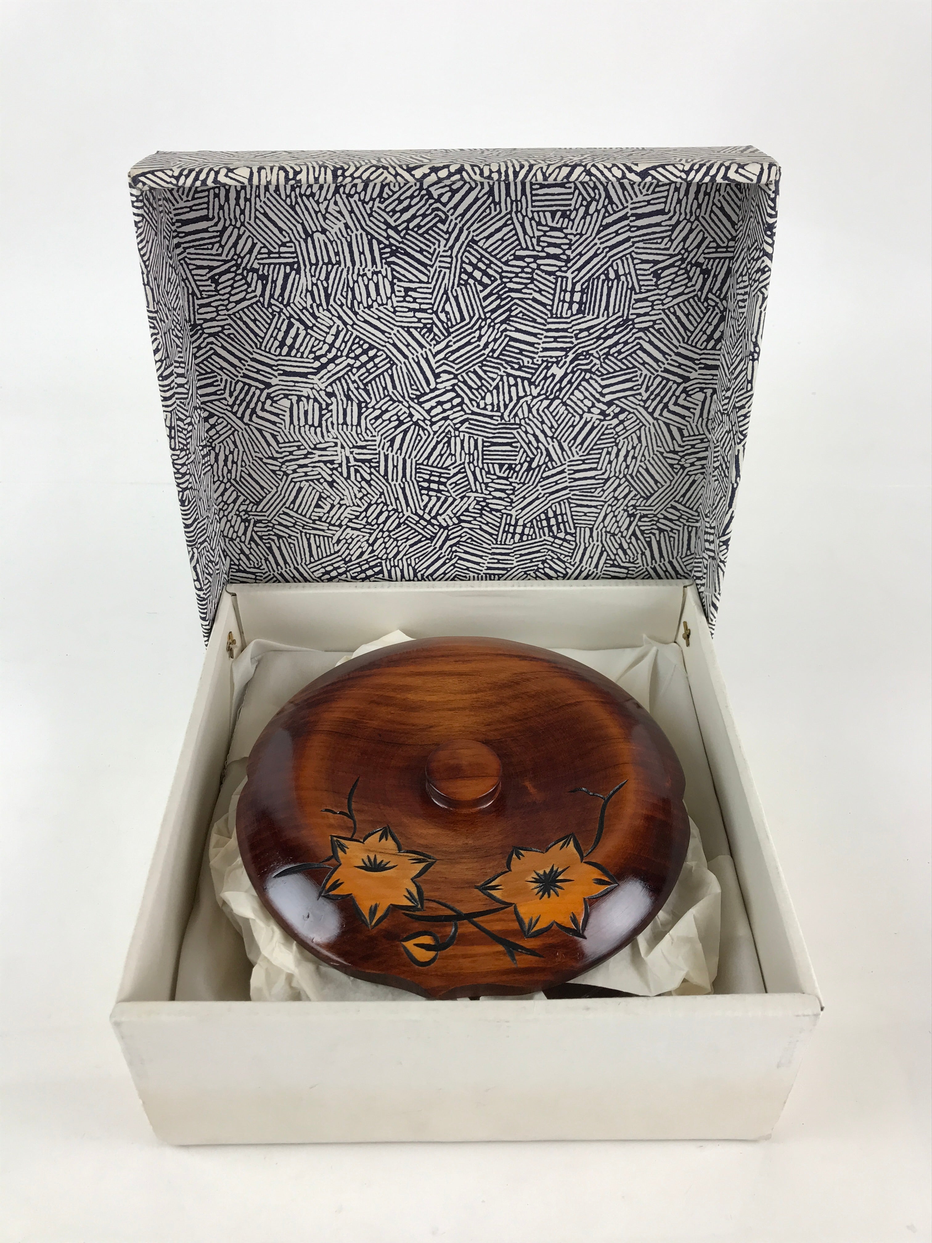Japanese Wooden Lacquerware Lidded Snack Bowl Kashiki Vtg Tea Ceremony PX664
