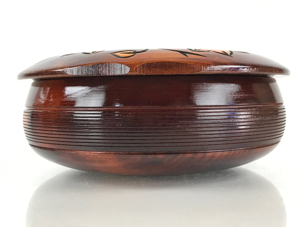 Japanese Wooden Lacquerware Lidded Snack Bowl Kashiki Vtg Tea Ceremony PX664