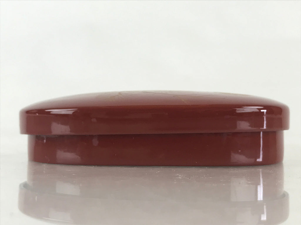 Japanese Wooden Lacquerware Lidded Toothpick Case Yoji-Ire Vtg Flower Pine UR853