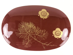 Japanese Wooden Lacquerware Lidded Toothpick Case Yoji-Ire Vtg Flower Pine UR853