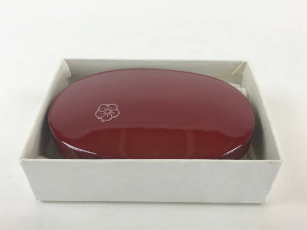 Japanese Wooden Lacquerware Lidded Toothpick Case Yoji-Ire Vtg Flower Red PX676