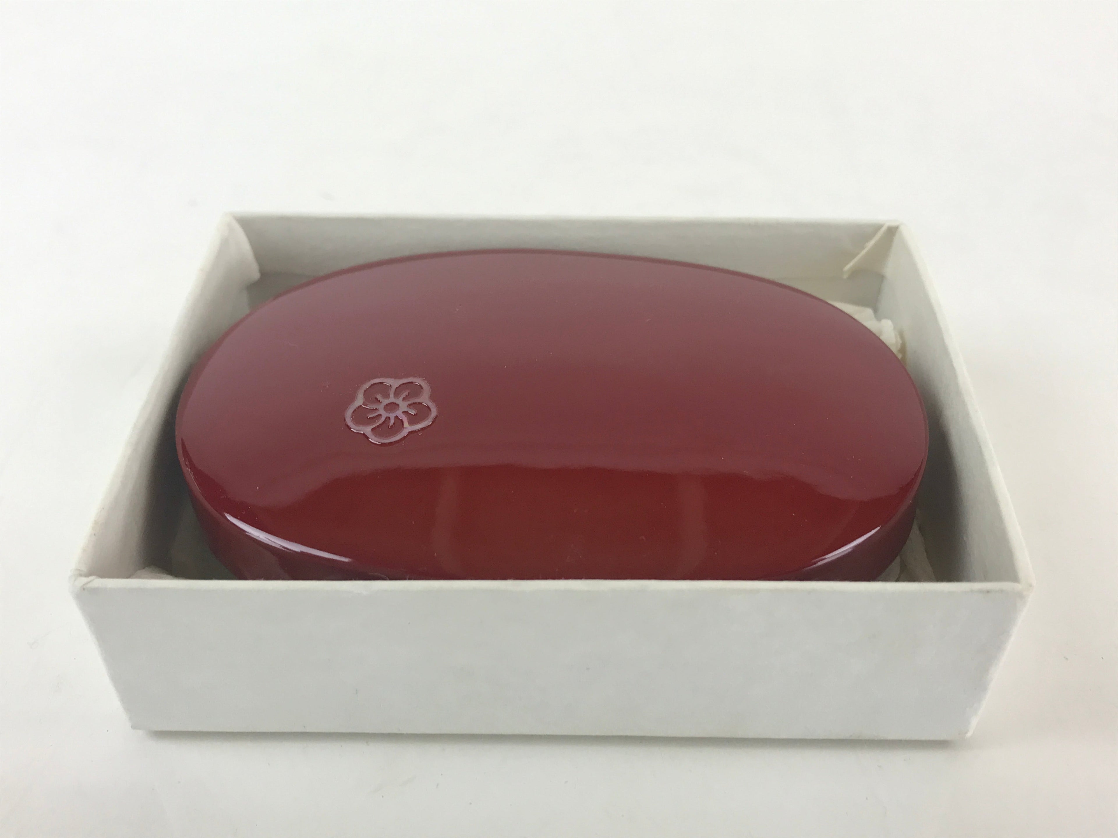 Japanese Wooden Lacquerware Lidded Toothpick Case Yoji-Ire Vtg Flower Red PX676