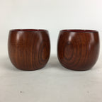 Japanese Wooden Lacquerware Sake Cup 2pc Set Vtg Hollowed Natural Wood UR611