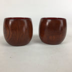 Japanese Wooden Lacquerware Sake Cup 2pc Set Vtg Hollowed Natural Wood UR611