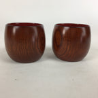 Japanese Wooden Lacquerware Sake Cup 2pc Set Vtg Hollowed Natural Wood UR611