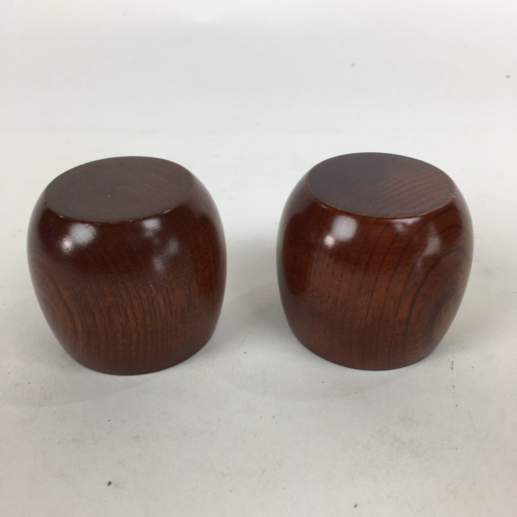 Japanese Wooden Lacquerware Sake Cup 2pc Set Vtg Hollowed Natural Wood UR611