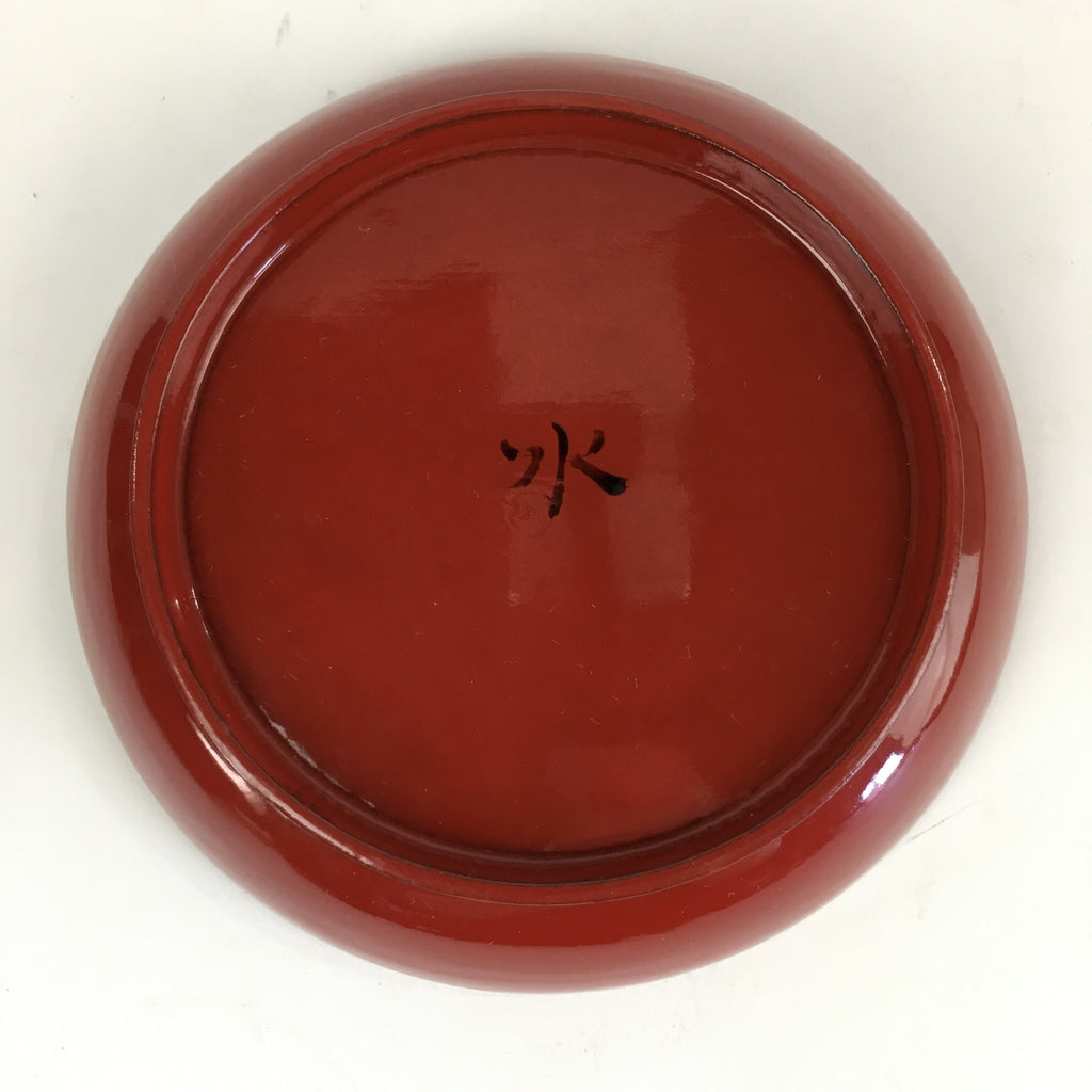 Japanese Wooden Lacquerware Small Plate Vtg Urushinuri Red Kozara UR761