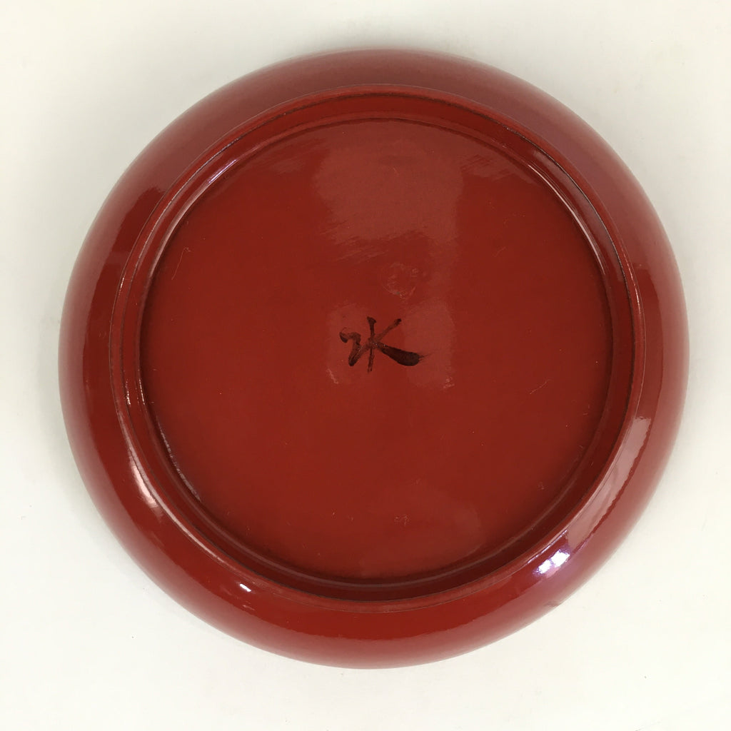 Japanese Wooden Lacquerware Small Plate Vtg Urushinuri Red Kozara UR763