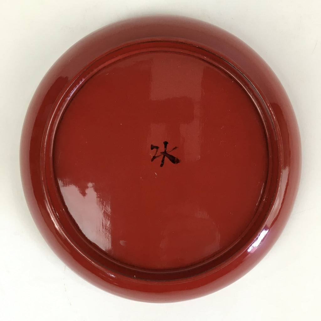Japanese Wooden Lacquerware Small Plate Vtg Urushinuri Red Kozara UR767