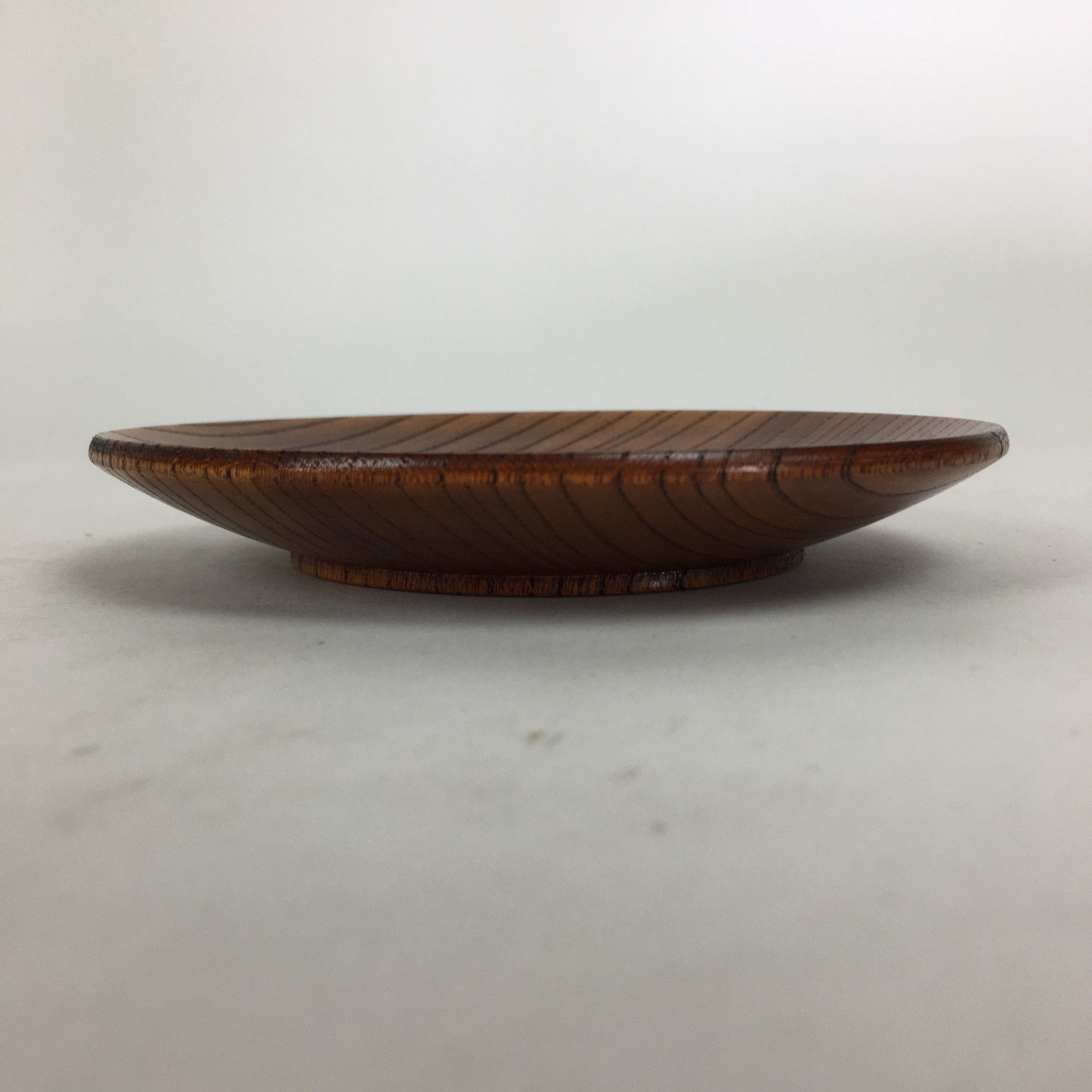 Japanese Wooden Lacquerware Small Plate or Drink Saucer Vtg Round Brown QT133