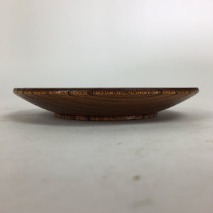 Japanese Wooden Lacquerware Small Plate or Drink Saucer Vtg Round Brown QT133