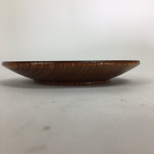 Japanese Wooden Lacquerware Small Plate or Drink Saucer Vtg Round Brown QT133