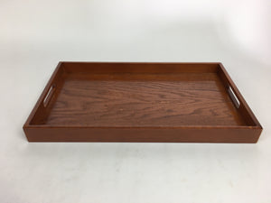 Japanese Wooden Lacquerware Tray Obon Vtg Nurimono Brown Wood Grain UR586