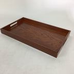 Japanese Wooden Lacquerware Tray Obon Vtg Nurimono Brown Wood Grain UR586