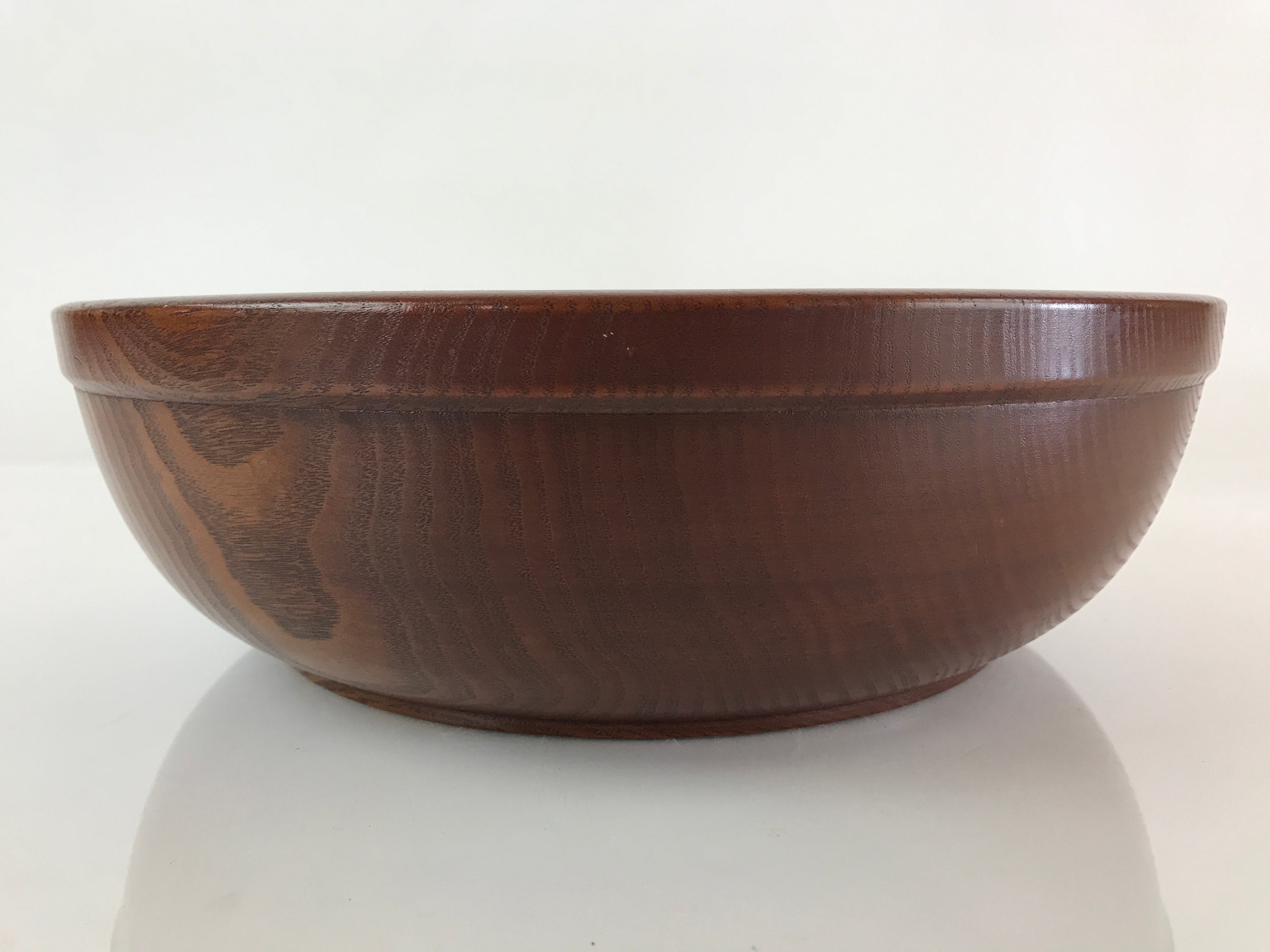 Japanese Wooden Large Bowl Vtg Salad Snack Multi Bowl Varnish Brown UR817