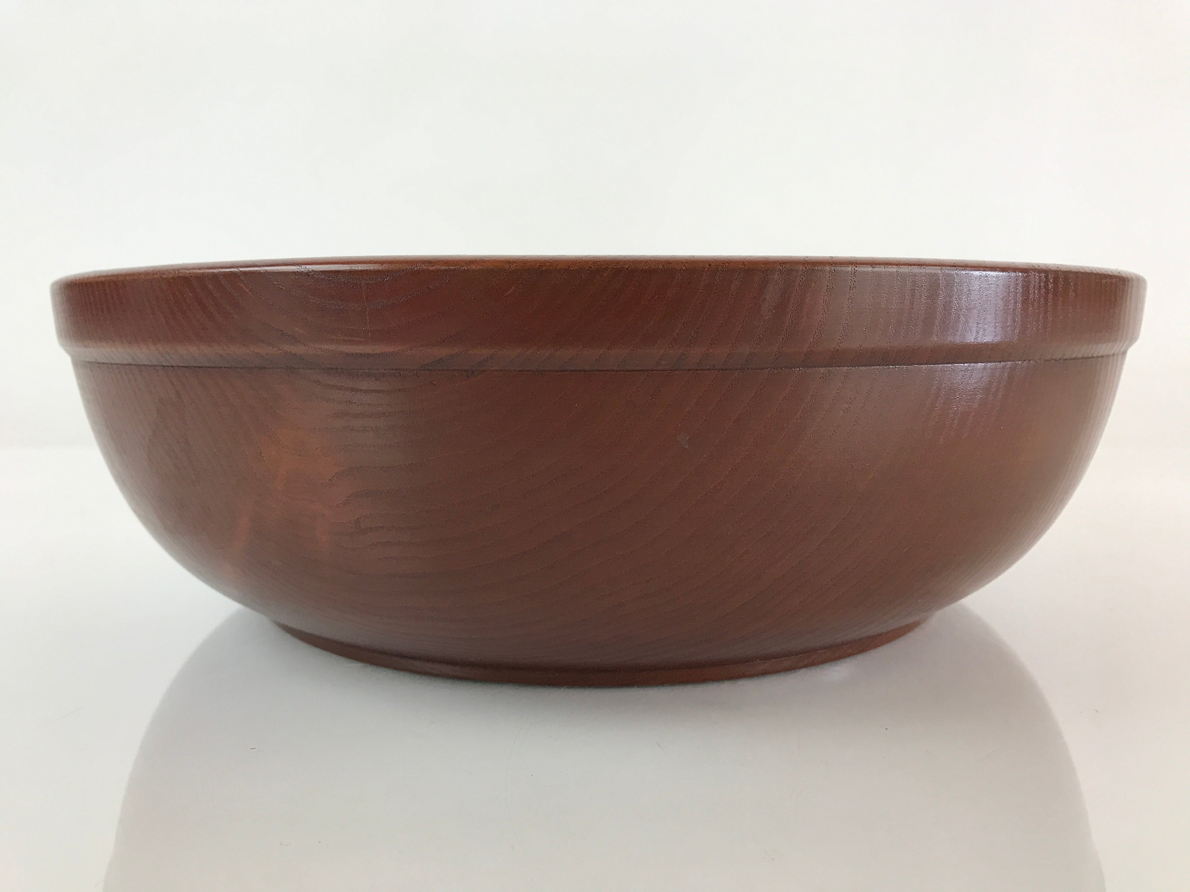 Japanese Wooden Large Bowl Vtg Salad Snack Multi Bowl Varnish Brown UR817
